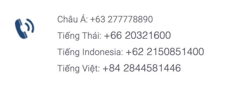 Liên hệ qua điện thoại: Các số hotline hỗ trợ khu vực